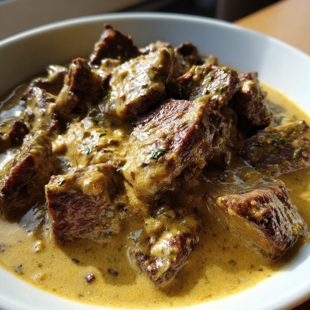 Rindergeschnetzeltes mit Senfsauce