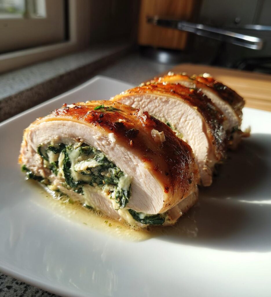 Hähnchenroulade mit Spinat