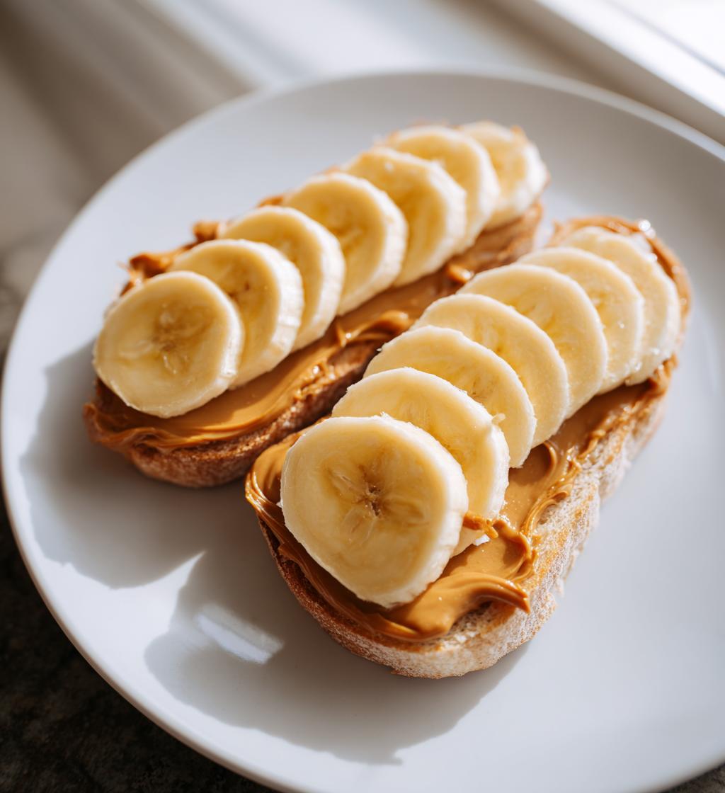 Banane mit Erdnussbutter