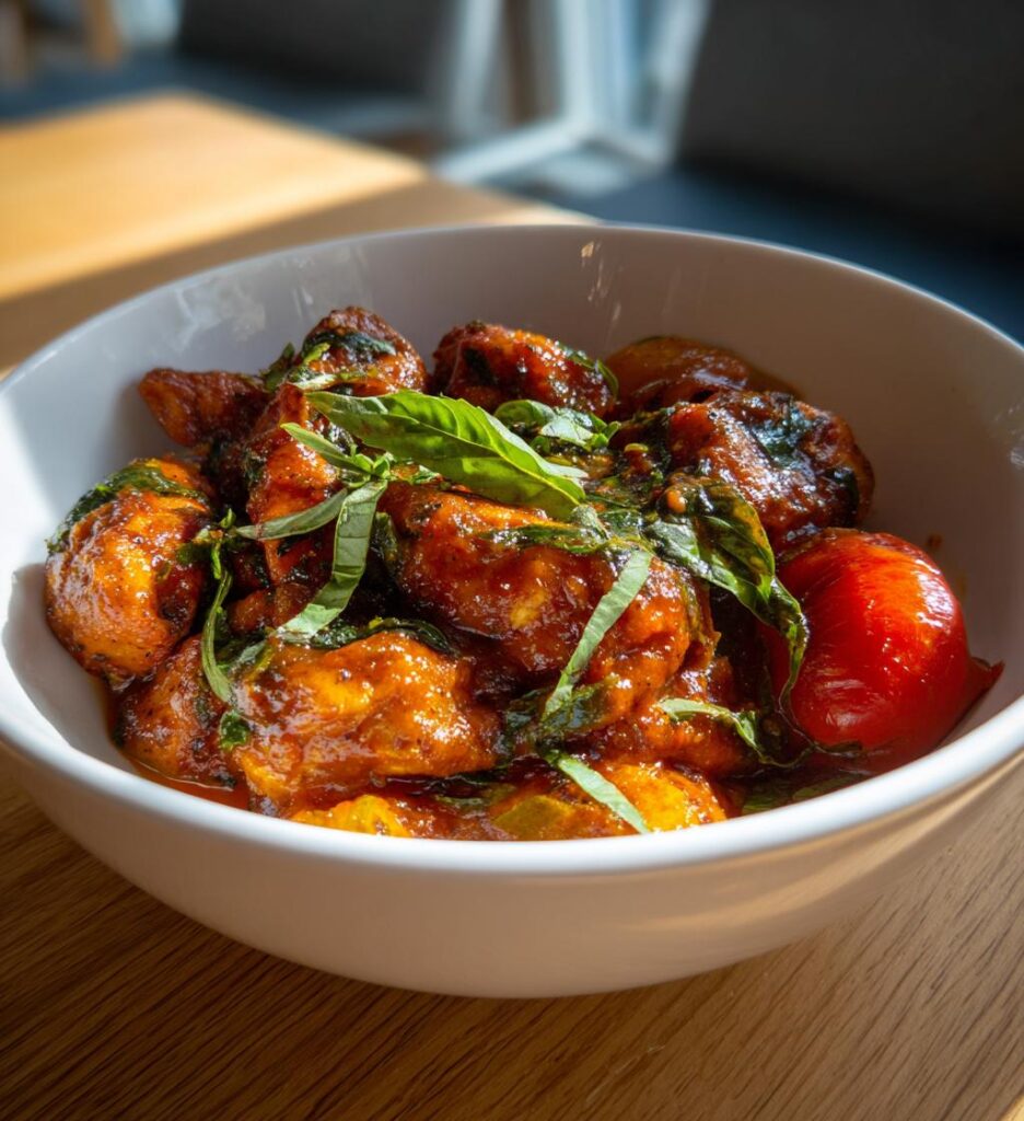 Hähnchen in Tomaten Basilikum Sauce