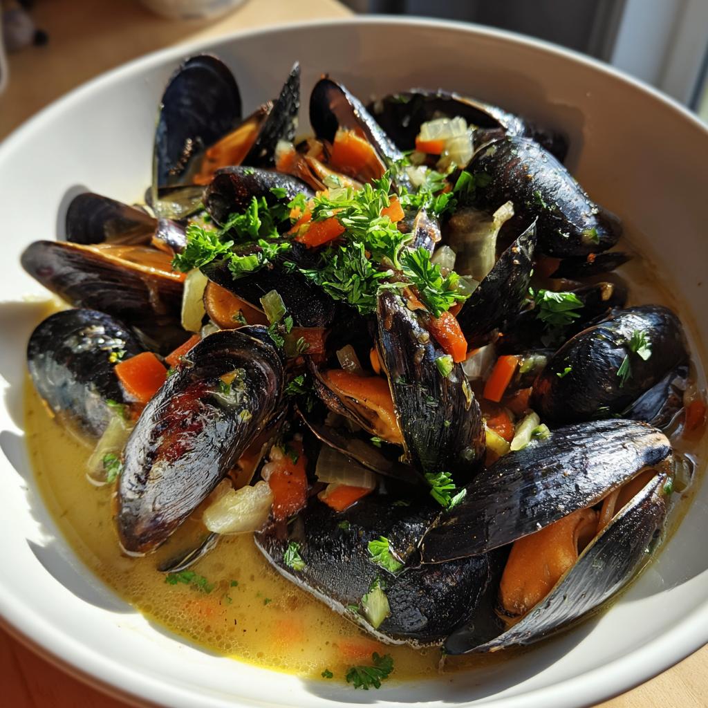 Miesmuscheln gedünstet