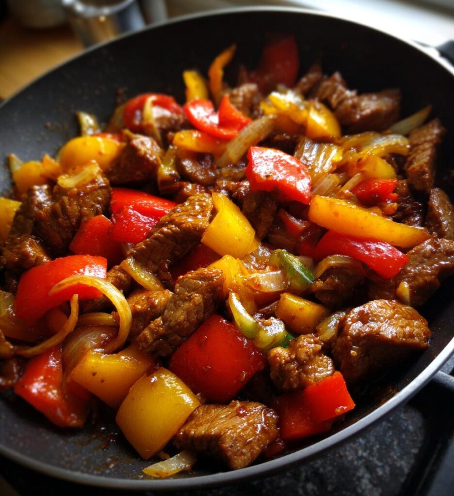Rinderstreifen mit Paprika
