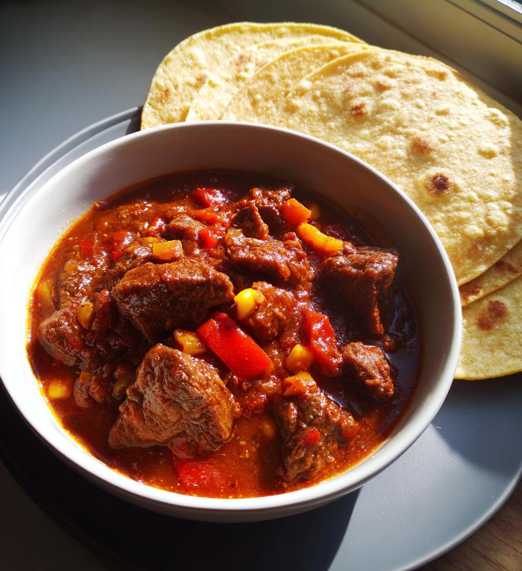 carne guisada with floor tortillas