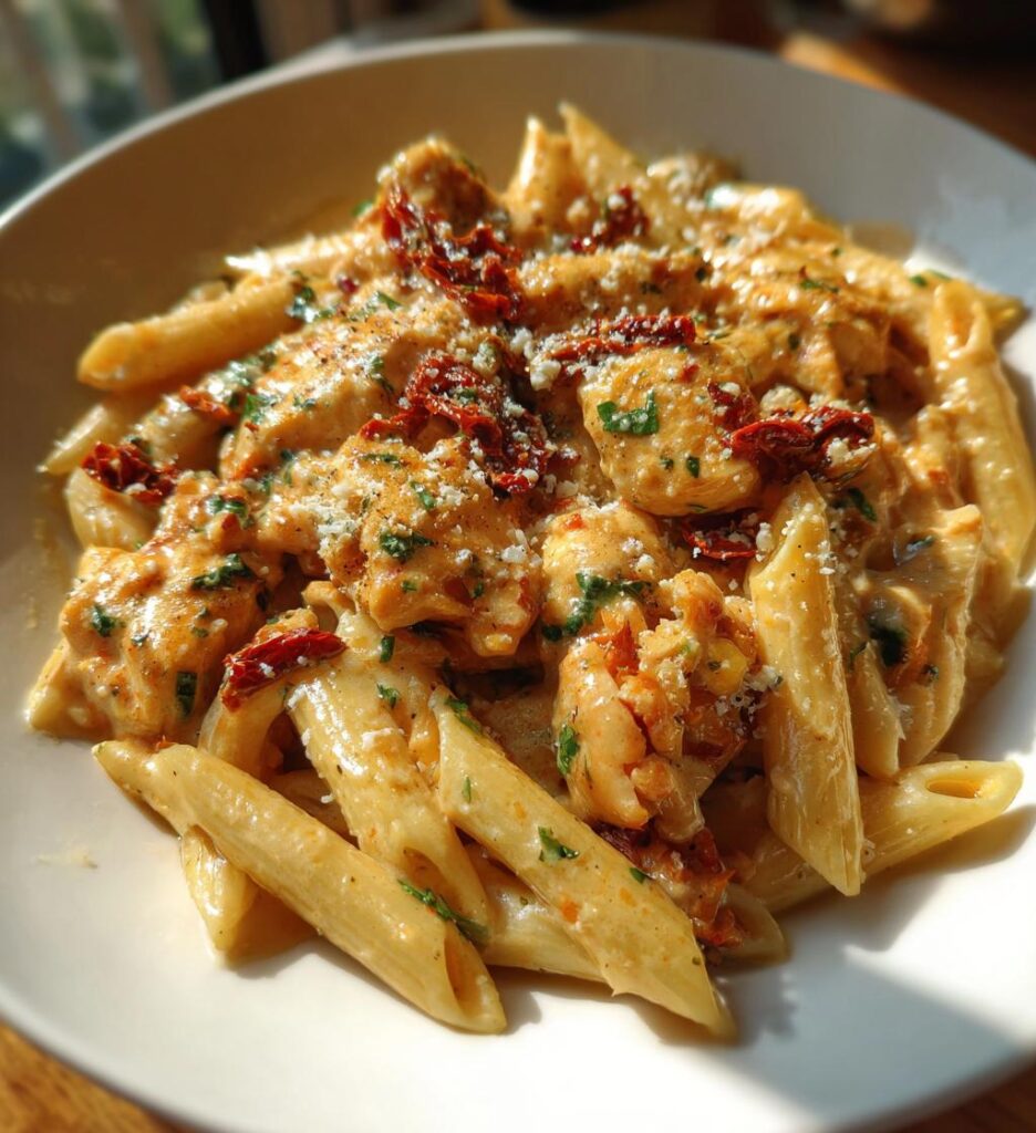 creamy chicken pasta with sun dried tomatoes