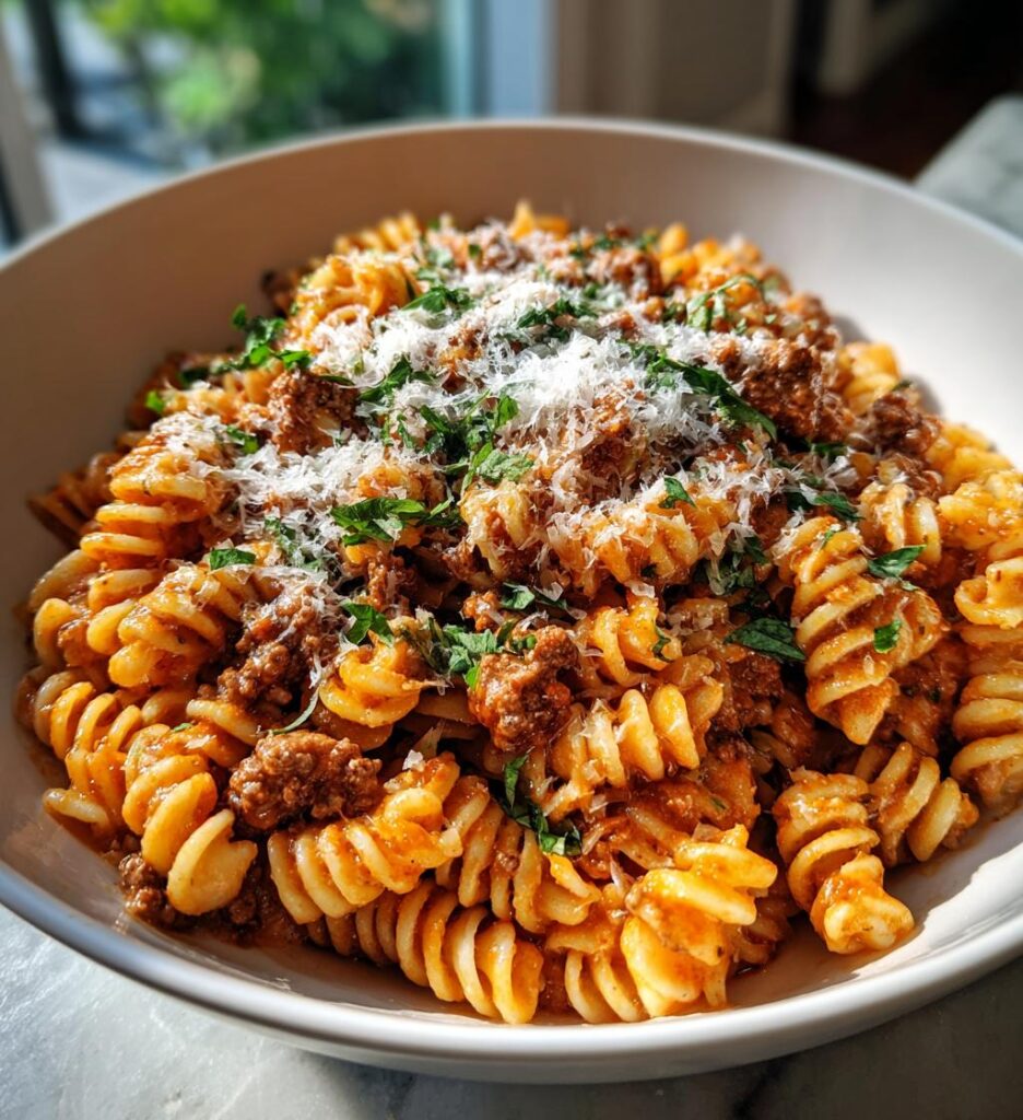 creamy ground beef pasta