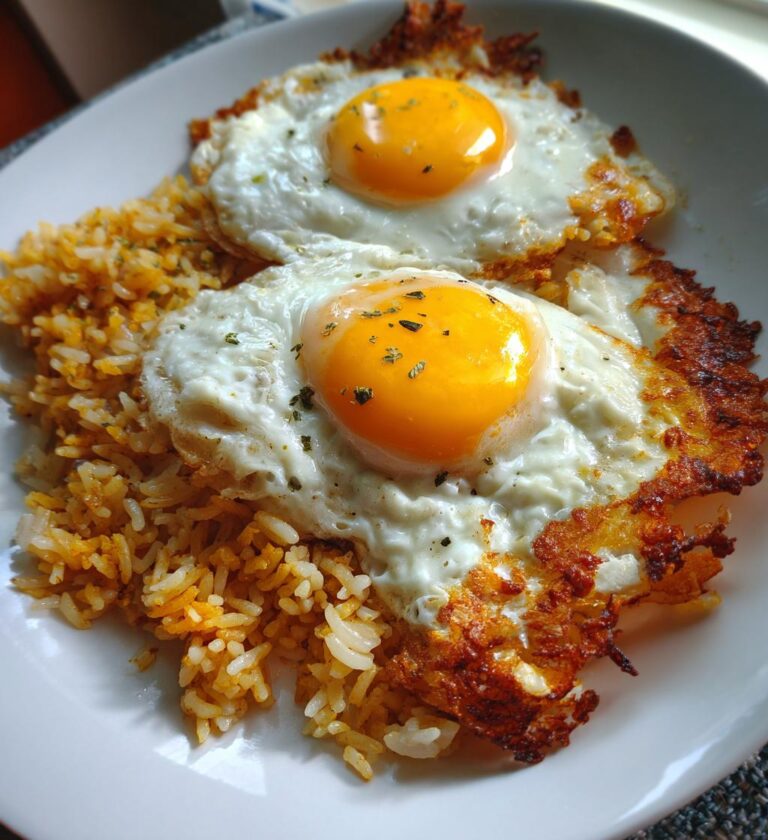 crispy rice with two eggs