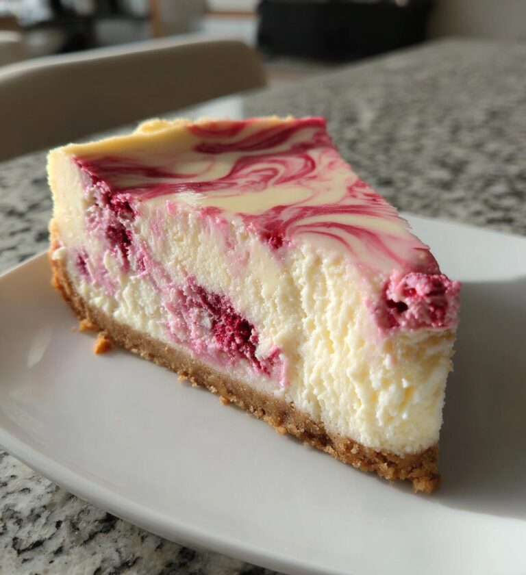 elegant white chocolate raspberry swirl cheesecake