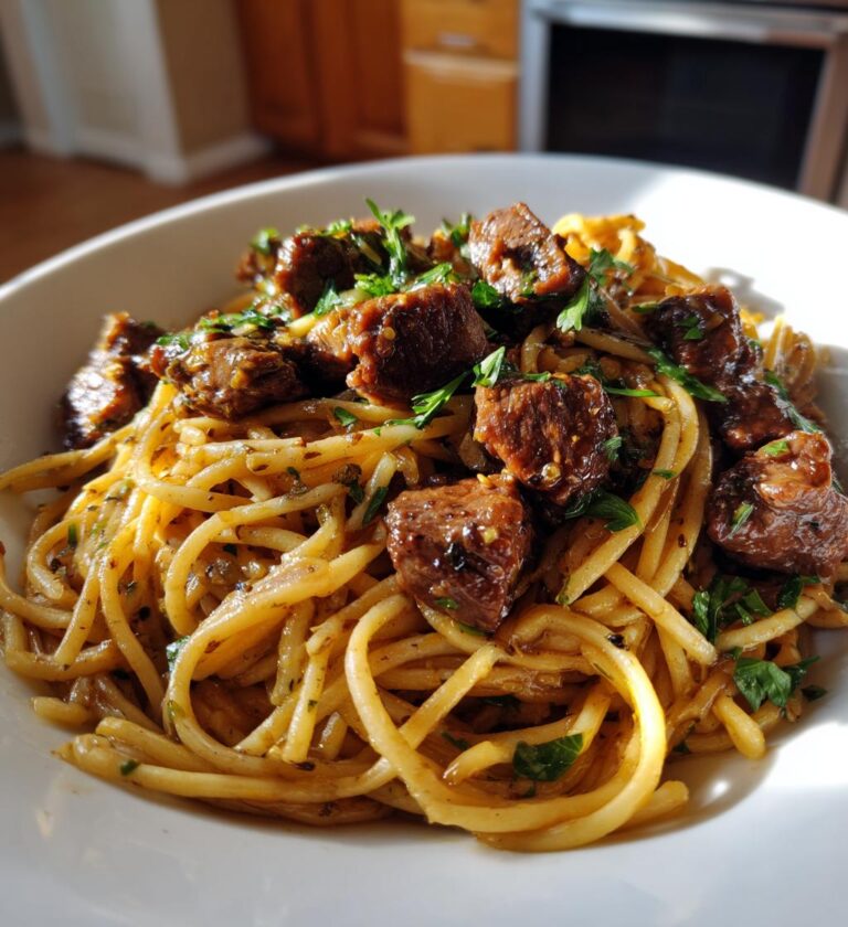 garlic beef pasta