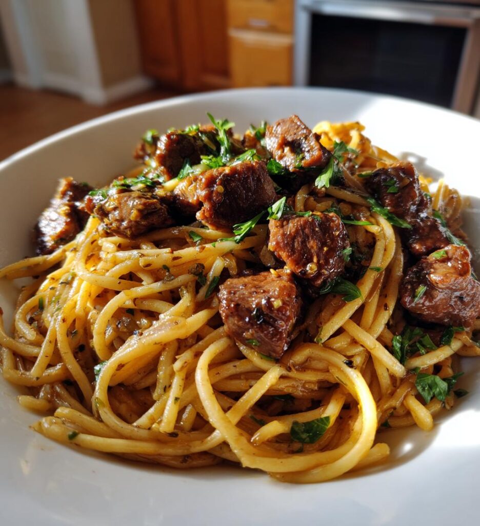 garlic beef pasta