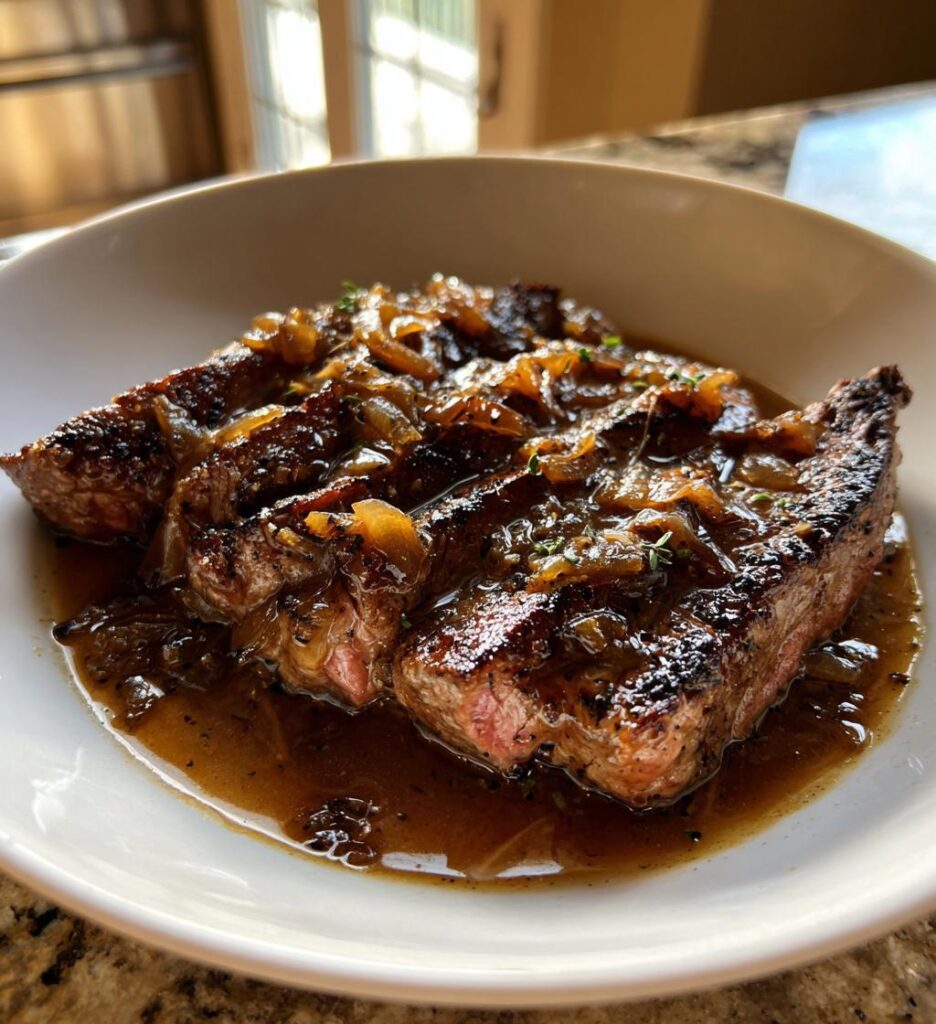 onion gravy smothered steak