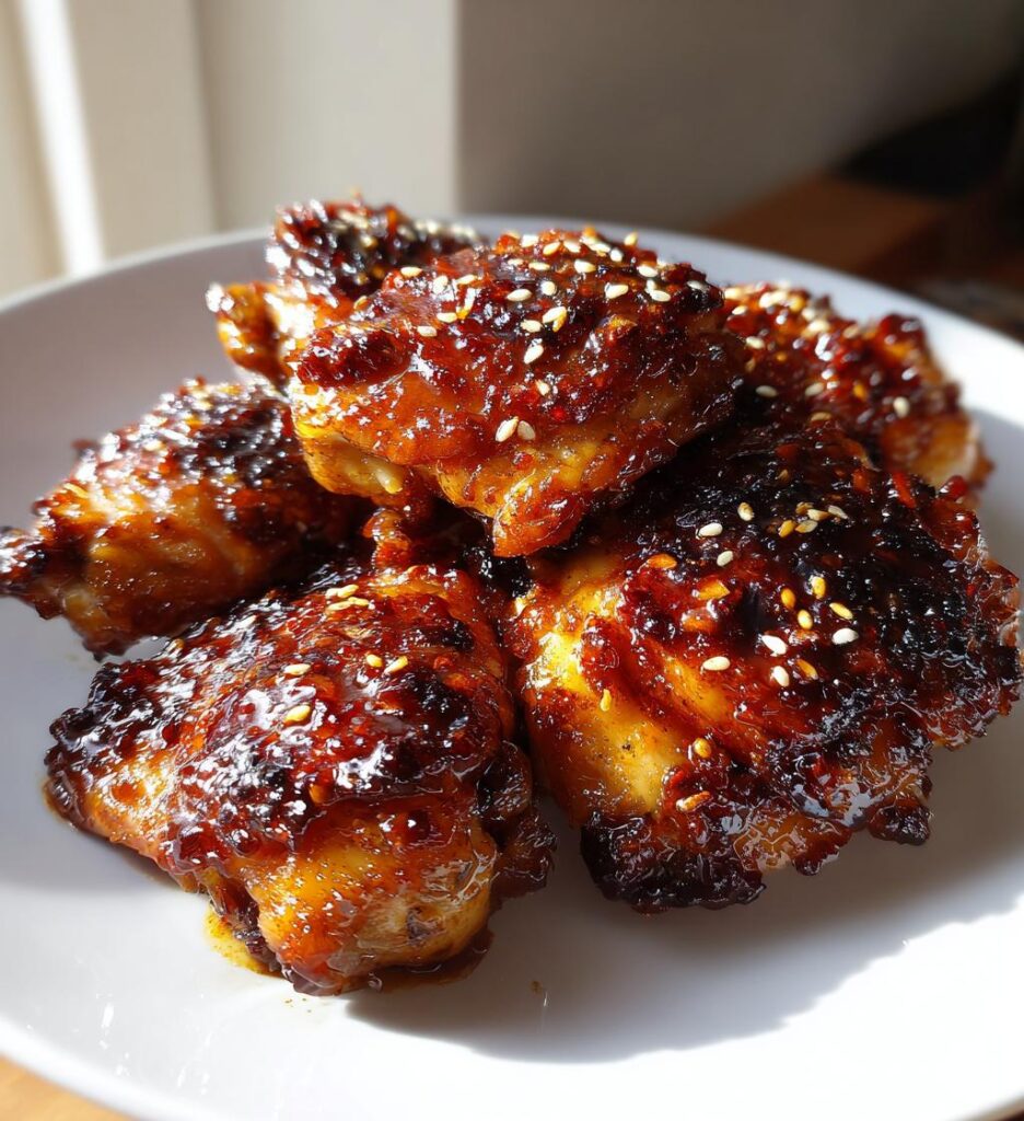 sticky sweet chili chicken thighs in air fryer