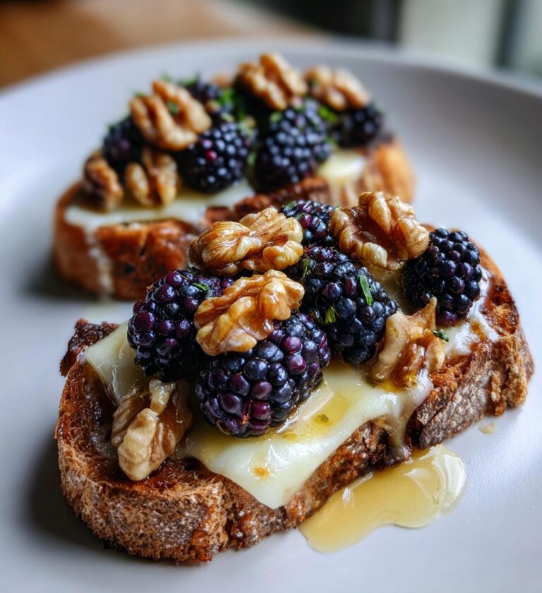 walnut toasts with gruyere and blackberries