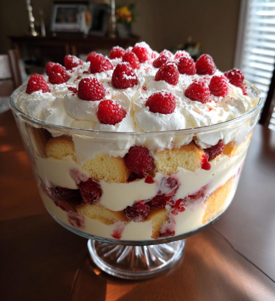 white chocolate raspberry trifle