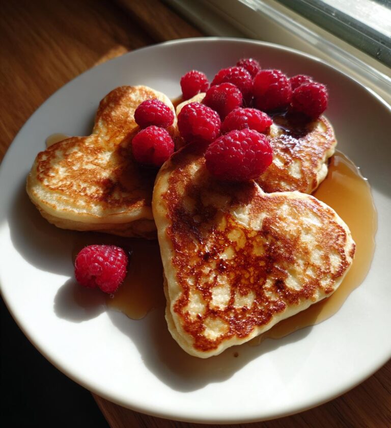 Herzförmige Pfannkuchen
