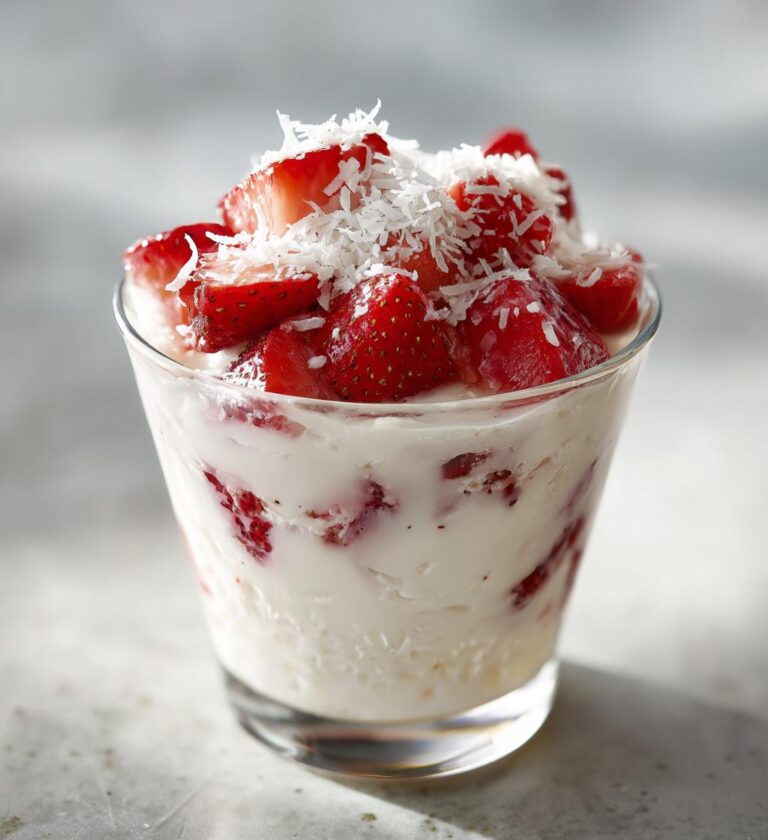 Kokos Erdbeer Dessert