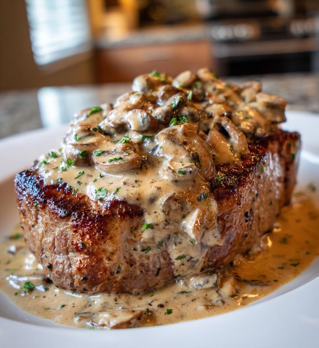 Rindersteak mit Pilzrahmsauce