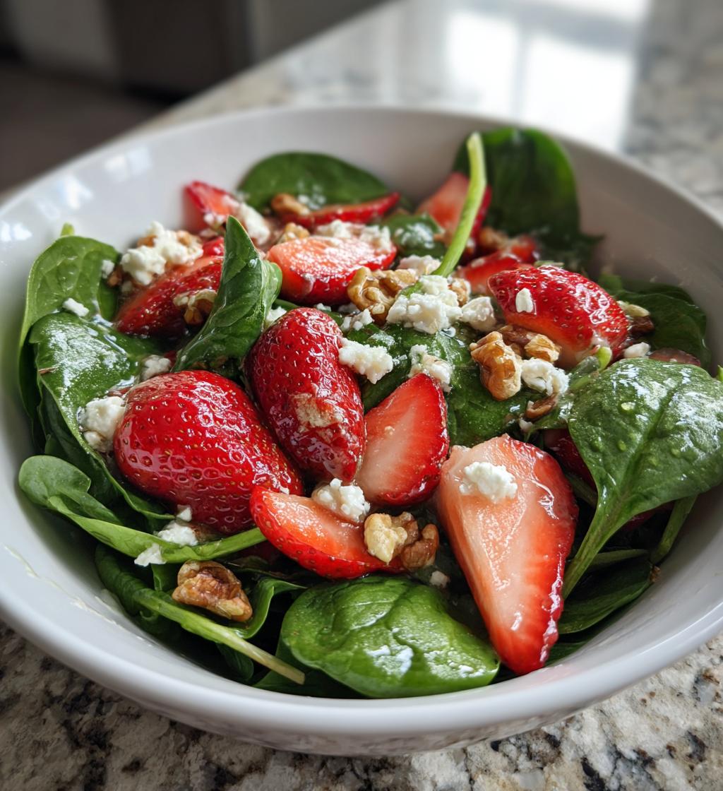 Spinat Salat mit Erdbeeren