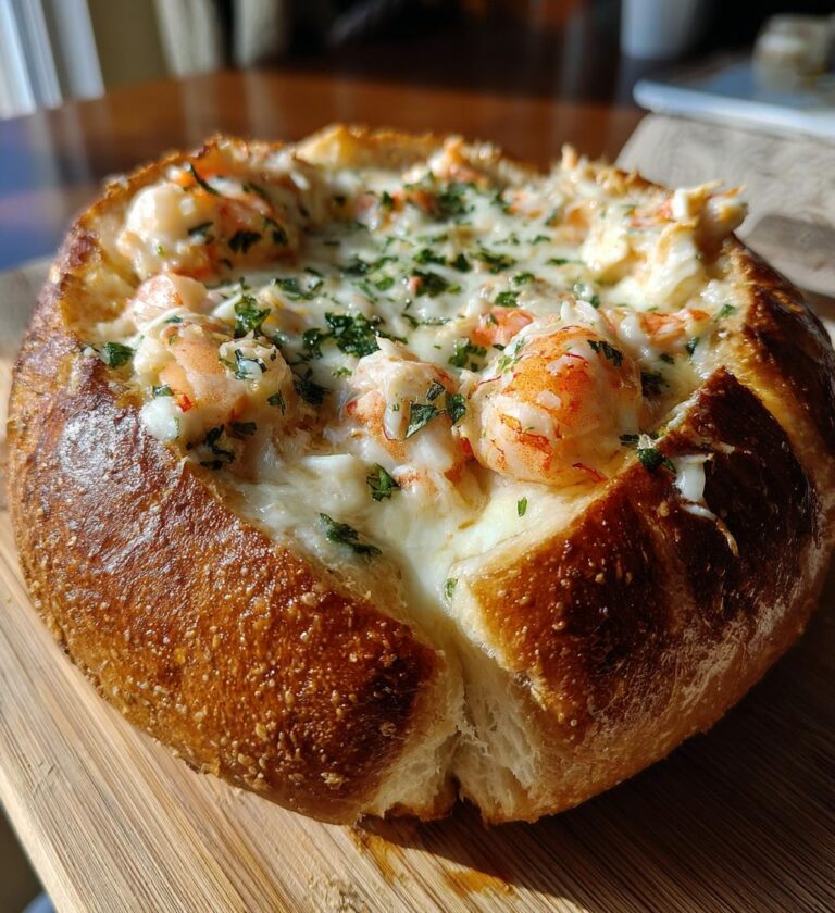 stuffed seafood bread bowl